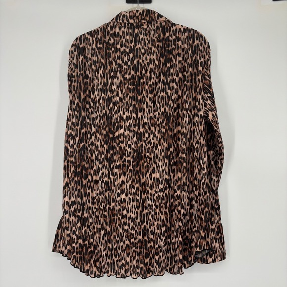 NWT Good American Plisse Leopard Long Sleeve Button Down Shirt Oversized Sz L/XL - Picture 6 of 14